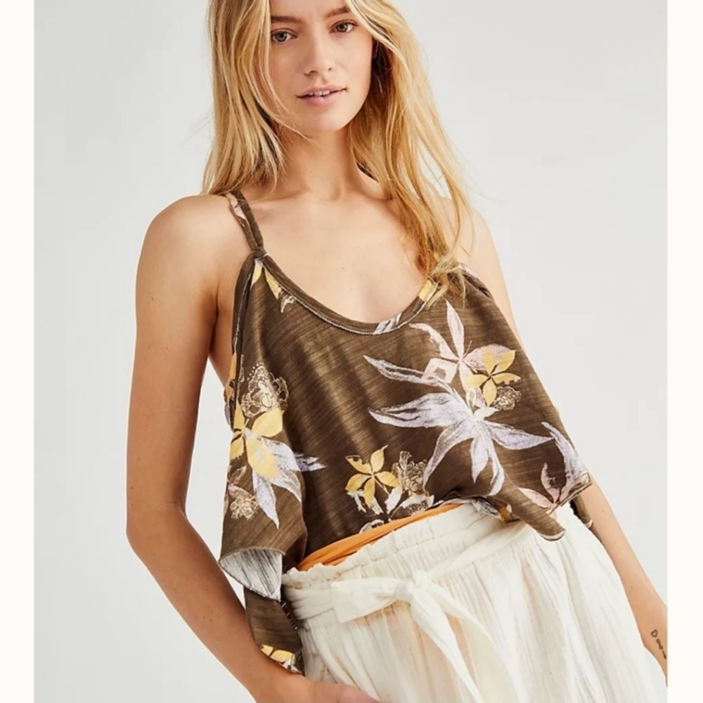 Free People Hey Girl Women's Army Combo Tropical Tank |Sz M| NWOT - Picture 1 of 9